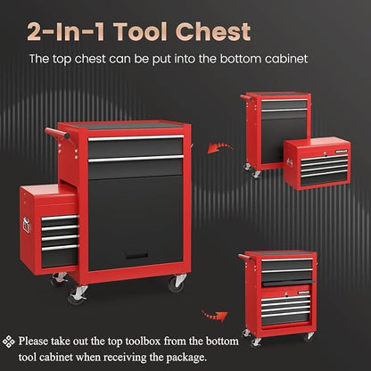 Goplus 6 Drawers Tool Chest, 2-in-1 Rolling Tool Box - Image 5