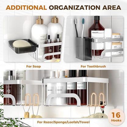 REINHARDT Adjustable Shower Caddy Hanging Split Shower Caddy - Image 5