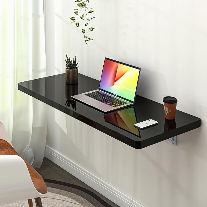 Clikuutory Wall Mounted High Gloss Folding Table 39.4" L x 19.7" W, Laundry by Turnyourhouseintoahome