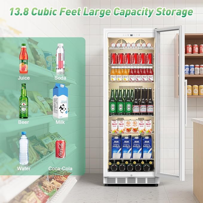 Commercial Merchandiser Refrigerator, 13.8 Cu Ft Display Beverage Fridge - Image 2