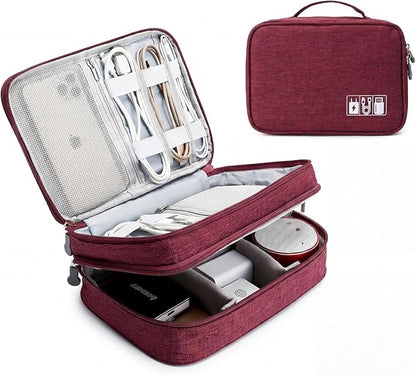 Lanola Travel Cable Organizer Bag, Electronic Accessories Case Portable Double by Lanola
