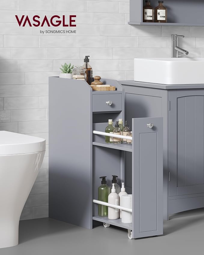 VASAGLE Slim Storage Cabinet, Narrow Storage Organizer - Image 2