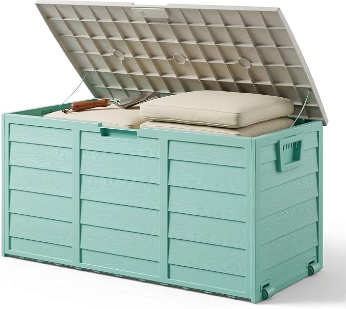 75 Gallon Outdoor Storage Deck Box, Weatherproof Resin Garden Storage Bin by Unknown