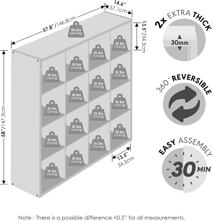Furinno Cubic Extra Thick 16-Cube Closet Organizers and Storage, Sage Green | - Image 2