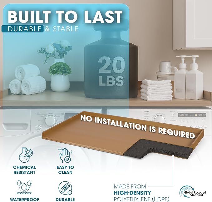 No-Installation HDPE Washer Dryer Countertop – Non-Slip, Anti-Scratch Laundry - Image 6