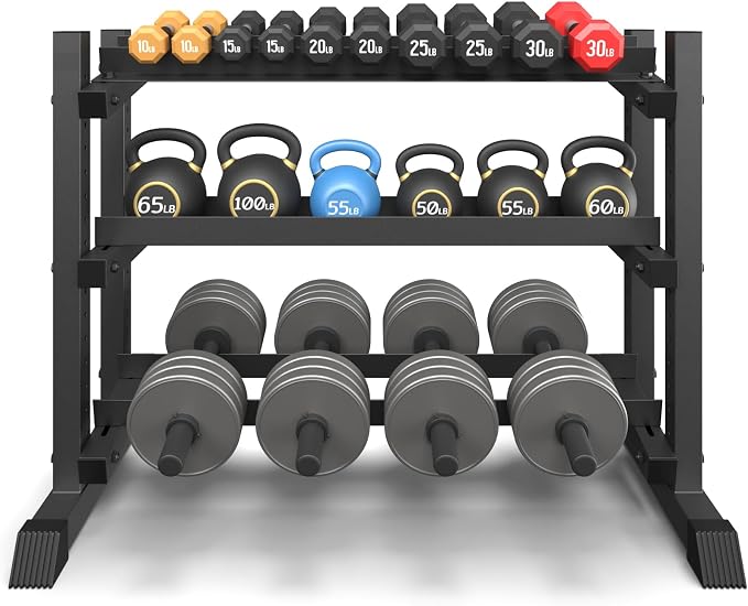3-Tier Dumbbell Rack, 1200LB Capacity Adjustable Weight Rack by Jusgym