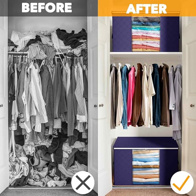 SpaceAid 6 Pack 90L Clothing Storage Bags, Heavy Duty Closet Storage Bins - Image 2