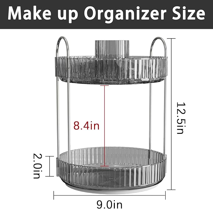 Rotating Makeup Organizer for Vanity, High-Capacity Skincare Clear Make Up - Image 4