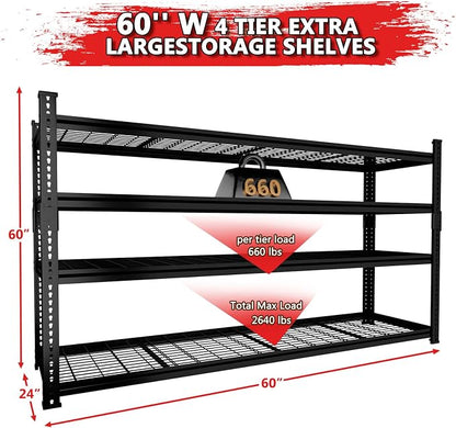 Storage Shelves 2PCS, Garage Shelving Heavy Duty 2640LBS Capacity, 4 Tier - Image 3