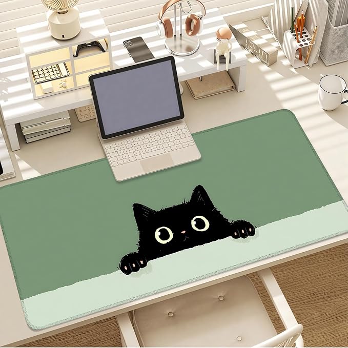 Cute Black Cat Large Mouse Pad – Extended Desk Mat 35.43 x 15.75 in – Kawaii - Image 7