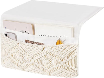 Mkono Macrame Bedside Caddy Storage Organizer Boho Remote Control Tablet by Mkono