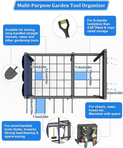 Garden Tool Organizer with Pegboard, Yard Tool Holder Standing - Image 3