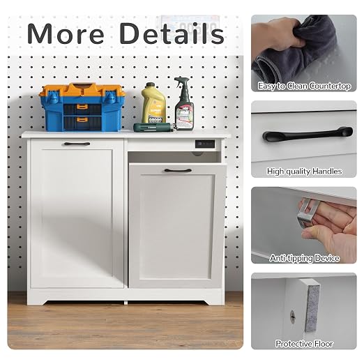 JAXPETY Double Tilt Out Trash Cabinet, Kitchen Hidden Garbage Can - Image 5
