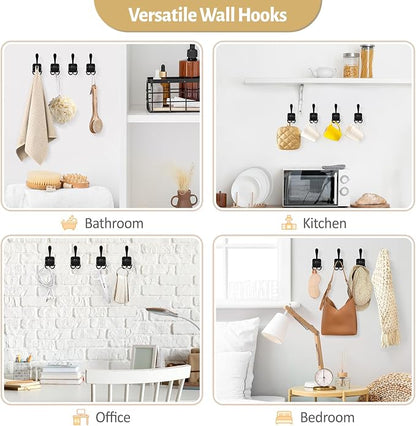 VIS'V 3 Prong Coat Hooks Wall Mount, Metal Self Adhesive Entryway Wall Hooks - Image 7