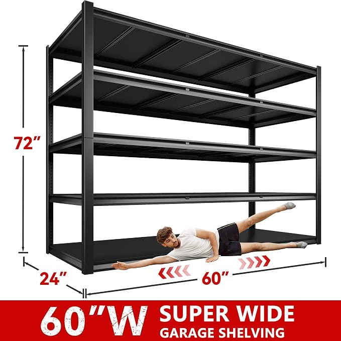 REIBII 60" W Garage Shelving Heavy Duty 3000LBS Storage Shelves Heavy Duty - Image 2