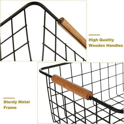 4 Pack Black Metal Wire Storage Baskets, Pantry Baskets - Image 7