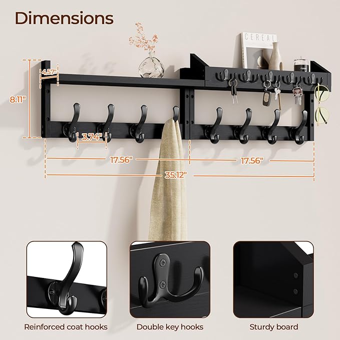 Evermagin 35" Coat Rack Wall Mount - Image 2
