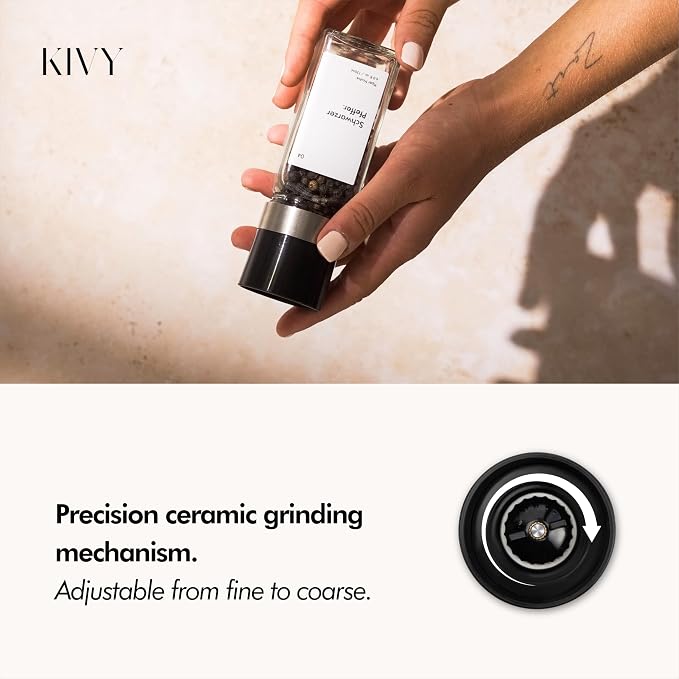 KIVY Salt and Pepper Grinder Set of 2 – Adjustable Ceramic Grinder – Spice Mill - Image 3