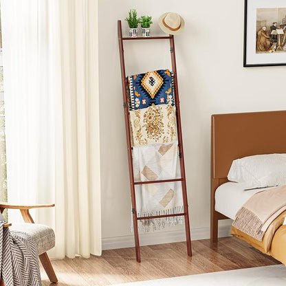 BAMBANG 6-Tier Blanket Ladder for Living Room, Blanket Quilt Ladder Rack Rustic - Image 7