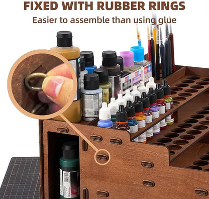 Wooden Paint Organizer 98 Holes Rack - Image 5