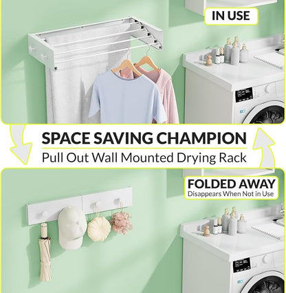 Foldable Wall Mounted Drying Rack, Stainless Steel Expandable Clothes Drying - Image 2