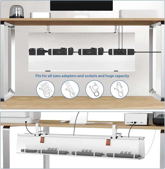 Zilink Large Cable Management Under Desk 40" No Drill Desk Cable Management - Image 3