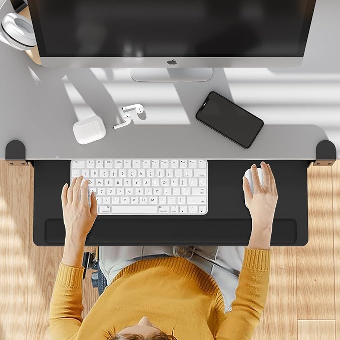 Keyboard Tray Under Desk with a Soft Wrist Rest，Under Desk Keyboard Tray Slide - Image 2