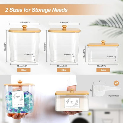 3 Pack Plastic Laundry Pods Container & Dryer Sheet Holder, Laundry Room - Image 2