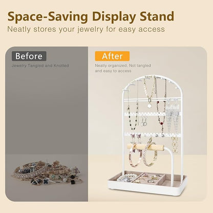 Multi-Functional Jewelry Holder Organizer Necklace Display Stand Velvet Lined - Image 3