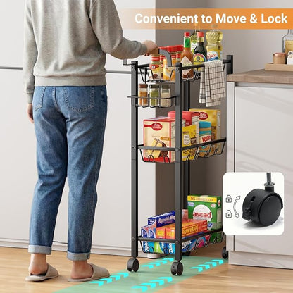 AOODA Laundry Room Cart with Top Detergent Holder, Metal Rolling Storage Cart - Image 6