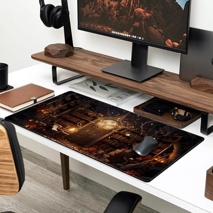 Vintage Desk Pad Magical Bookshelf Desk Mat Extra Large Big Office Mouse Pad - Image 3