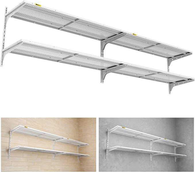 2-Pack 2 Tier 1.3x4ft Garage Shelving Wall Mounted, 15.6x48inch per Shelf by Unknown