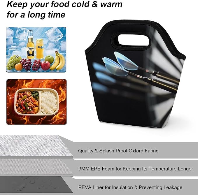 Darts Arrows Lunch Bag Cooler Bag Tote Bags | Reusable Portable Lunch Box - Image 4