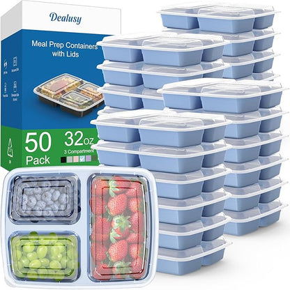 50 Pack 32 oz Meal Prep Containers Reusable by Dealusy