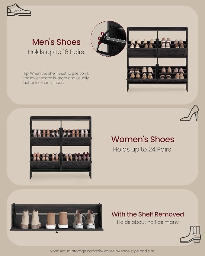 VASAGLE Shoe Storage Cabinet Organizer - Image 5