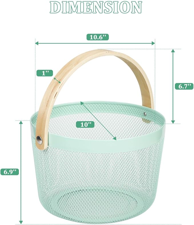 IBWell Bucket-Shape Metal Wire Woven Fruit Storage Bowl Basket - Image 2