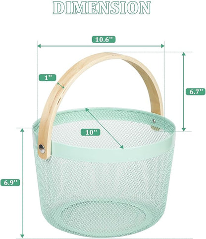 IBWell Bucket-Shape Metal Wire Woven Fruit Storage Bowl Basket - Image 2