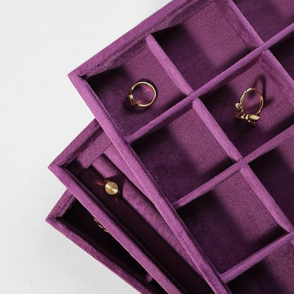 Velvet Stackable Jewelry Display Tray, 24 Grid Earring Ring Storage Tray - Image 6