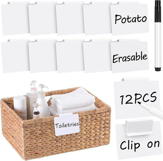 Utron 12pcs White Basket Labels, 3.5x2.7 Clip On PVC Labels by Utron