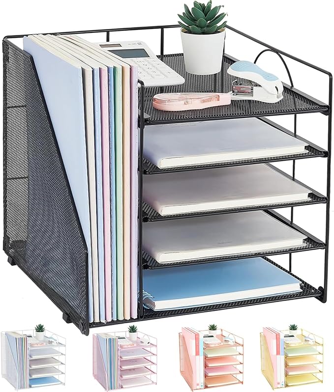 LEKETREE Desk Organizers and Accessories, 5-Tier Paper Letter Tray Organizer by Stylishworkspaceeffortlessorganization