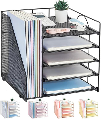 LEKETREE Desk Organizers and Accessories, 5-Tier Paper Letter Tray Organizer by Stylishworkspaceeffortlessorganization