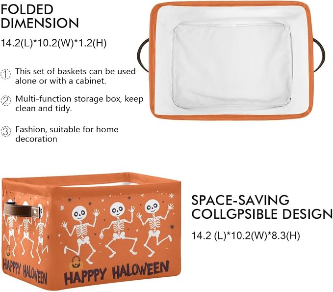 Funny Halloween Skeleton Foldable Storage Basket - Image 2
