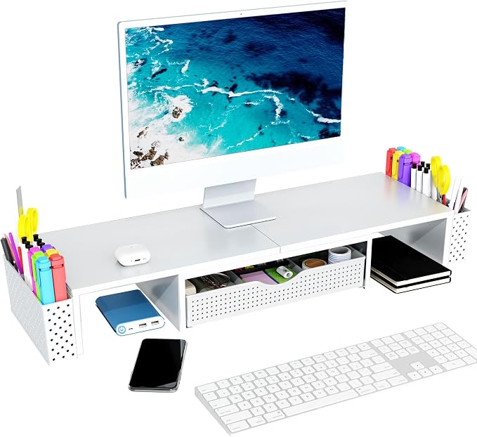 Spacrea Metal Desk Organizers and Accessories, Dual Monitor Stand Riser - Image 2