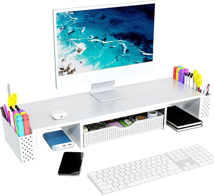 Spacrea Metal Desk Organizers and Accessories, Dual Monitor Stand Riser - Image 2