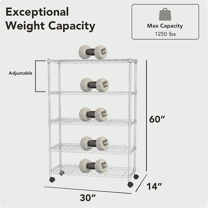 Displays By Jack 5 Tier Heavy Duty Wire Shelving Unit Storage Rack - Image 3