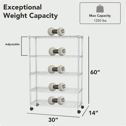 Displays By Jack 5 Tier Heavy Duty Wire Shelving Unit Storage Rack - Image 3