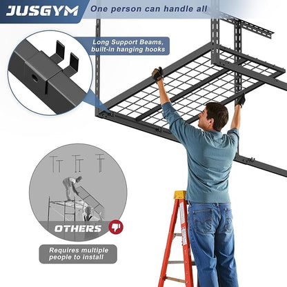 3X6FT Overhead Garage Storage Rack, Heavy Duty Metal Overhead Storage Organizer - Image 4