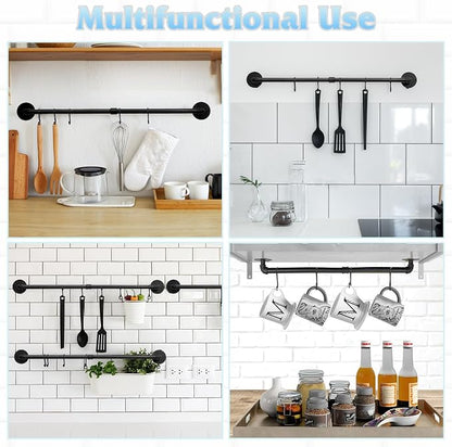 38.5 inch Pot Rack Wall Mounted Detachable Pan Rack Organizer Industrial Pipe - Image 7