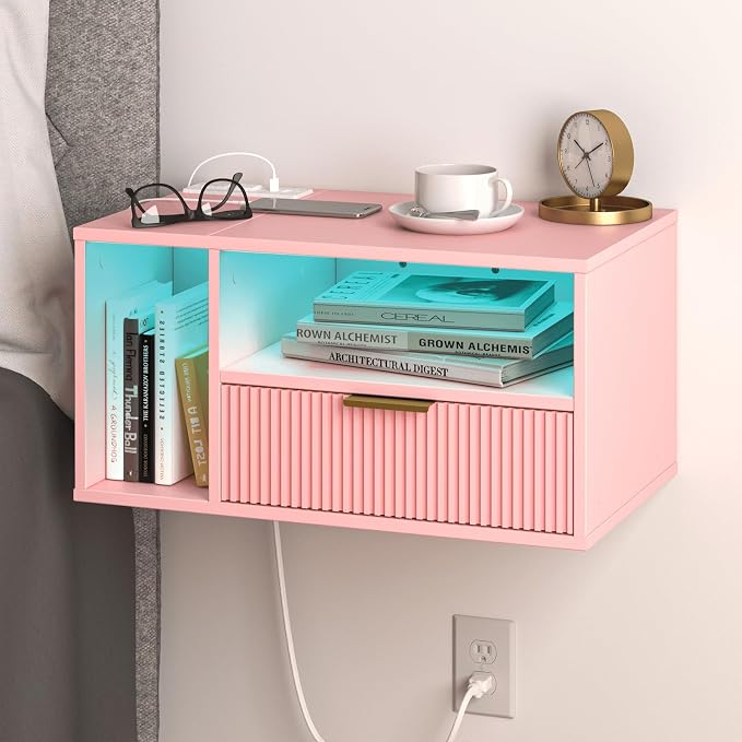 Veegle Pink Floating Nightstand by Unknown