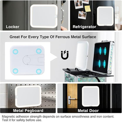 Makeup Case with Magnetic LED Mirror Travel Cosmetic Organizer Portable Makeup - Image 2